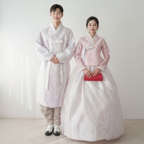 민한복 난초 결혼식 신랑 신부 웨딩 커플 촬영 돌잔치 피로연 고급 전통 맞춤 한복