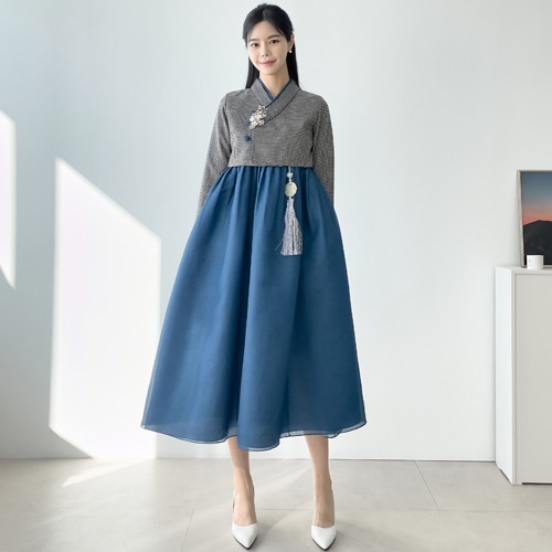 민한복 쏠라 85번 여성 원피스 여자 개량 퓨전 허리 치마 드레스 생활한복