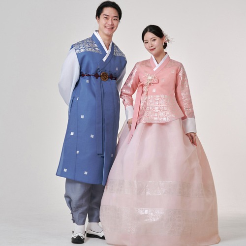 민한복 400번 미르(핑크) 결혼식 신랑 신부 웨딩 커플 촬영 돌잔치 피로연 고급 전통 맞춤 한복
