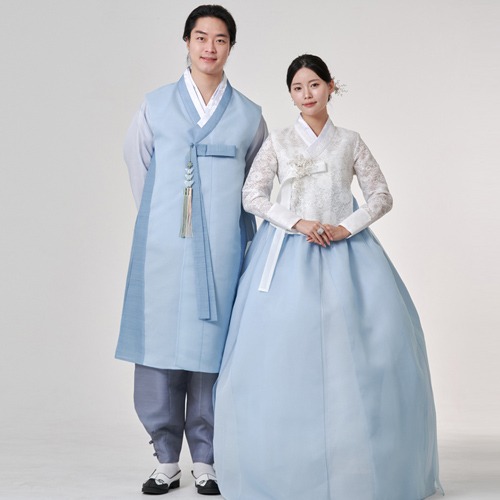 민한복 406번 꽃별 결혼식 신랑 신부 웨딩 커플 촬영 돌잔치 피로연 고급 전통 맞춤 한복